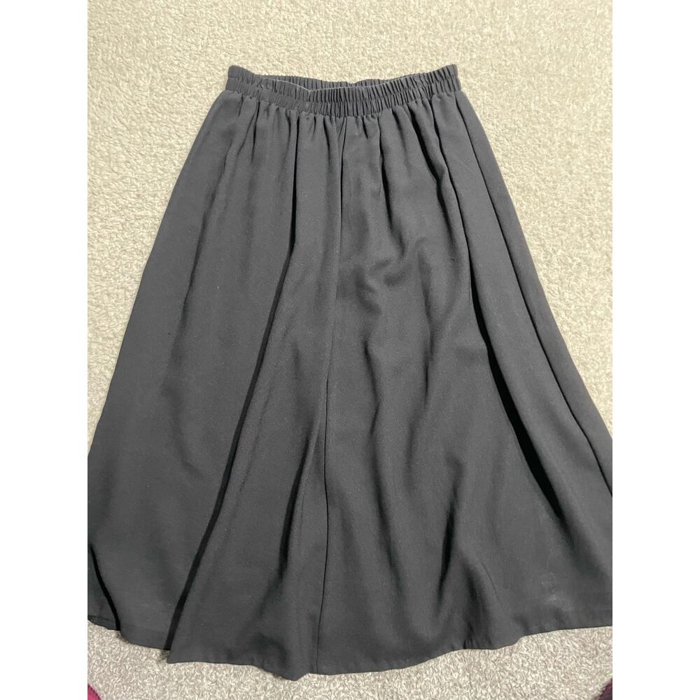 Vintage Shapely Women's Size Medium Pull On Flowy Midi Skirt Black T 6945-01